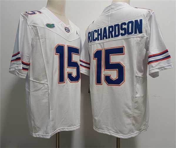Mens Florida Gators #15 Anthony Richardson White Stitched Jersey->florida gators->NCAA Jersey
